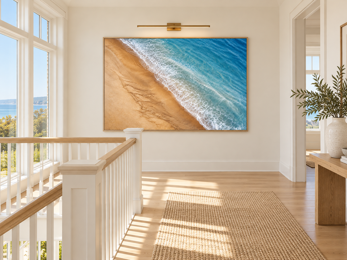 Blue Shoreline Surf | Coastal Abstract