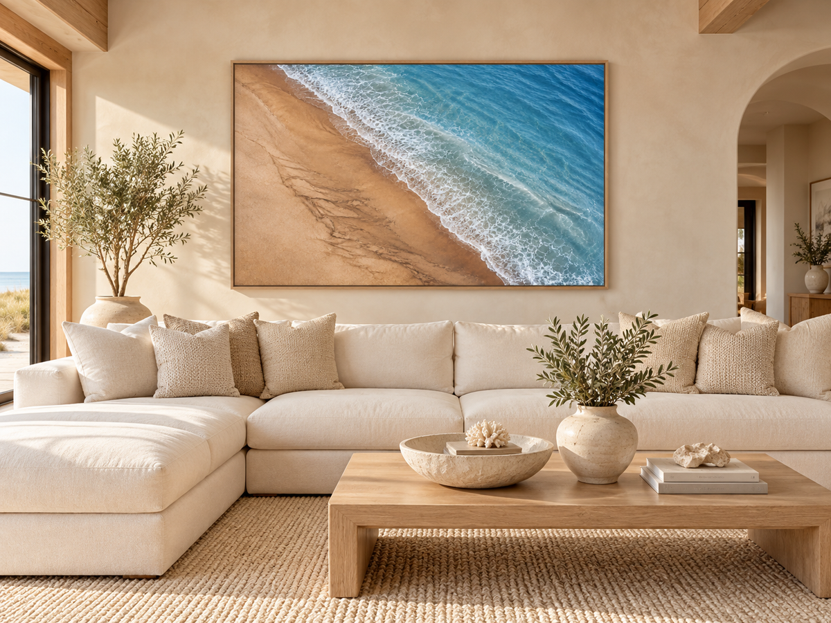 Blue Shoreline Surf | Coastal Abstract