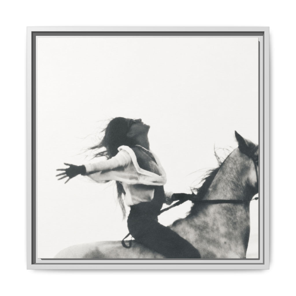 Horse Rider Framed Canvas, Black and White Equestrian Wall Art, Freedom Photography