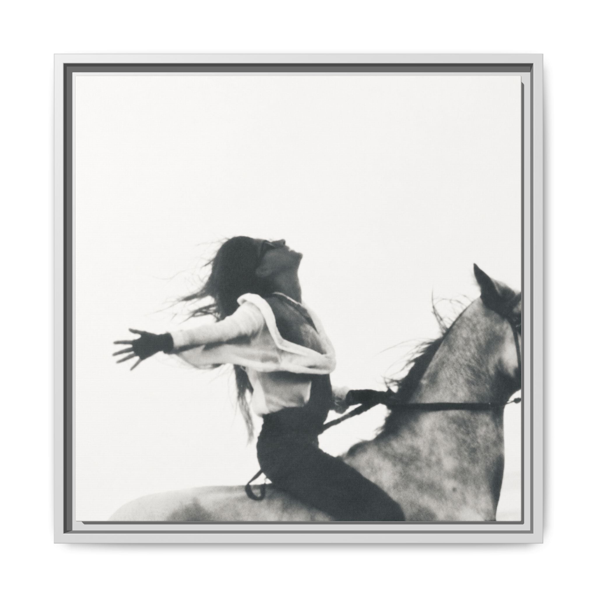 Horse Rider Framed Canvas, Black and White Equestrian Wall Art, Freedom Photography
