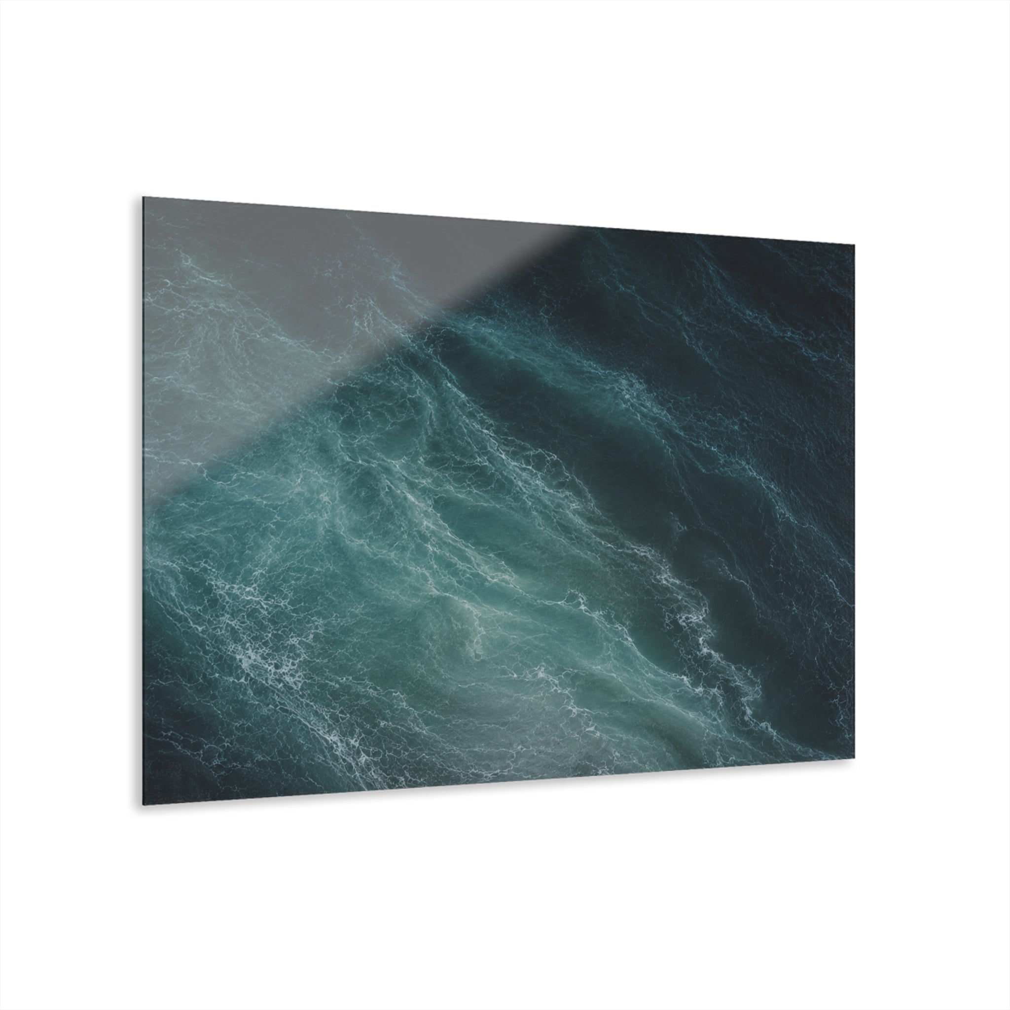 Ocean Waves Acrylic Print – Moody Teal Seascape Wall Art (French Cleat Hanger)