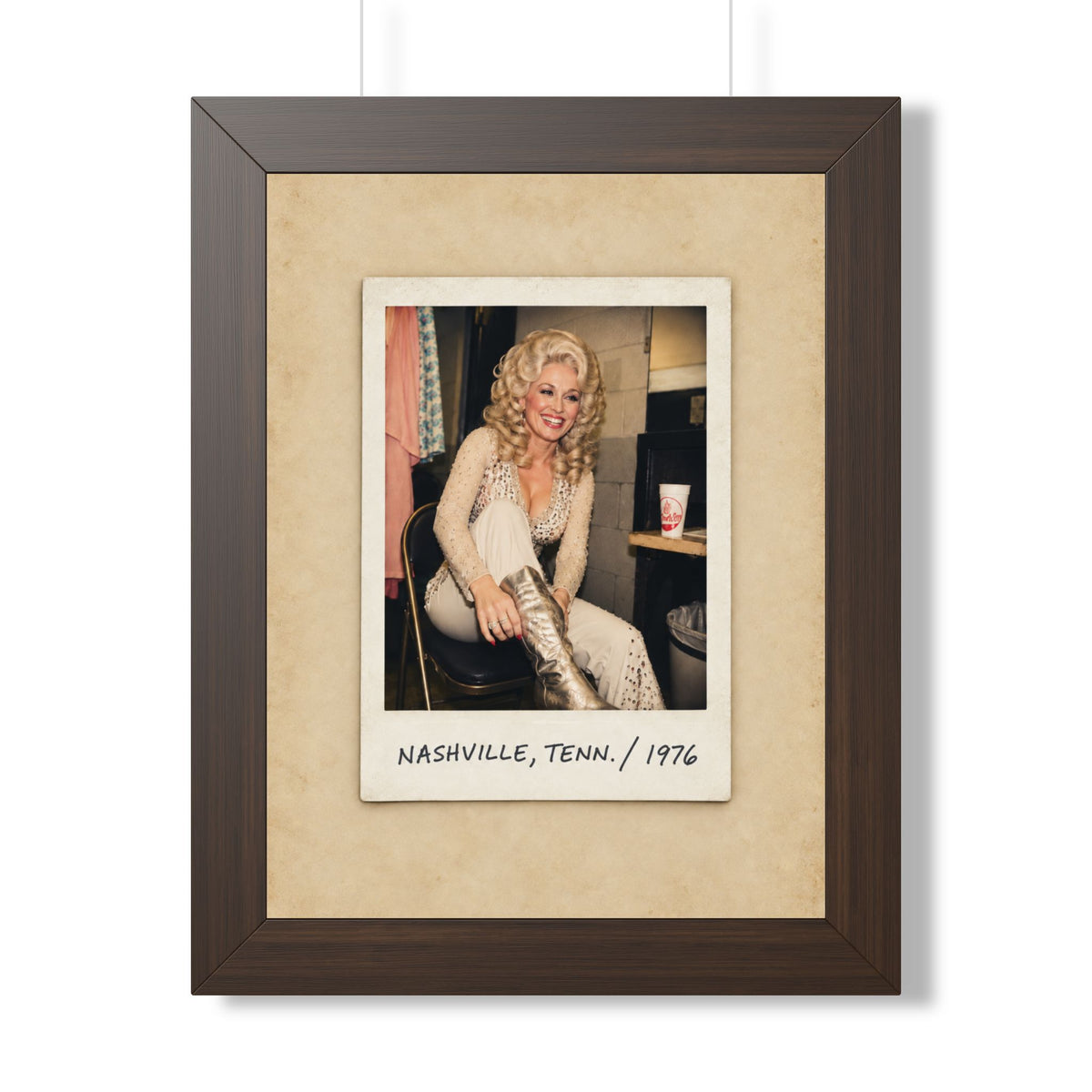 Dolly Parton Wall Art, Nashville 1976 Framed Canvas, Vintage Country Music Decor, Retro Polaroid Print, Dolly Parton Gift