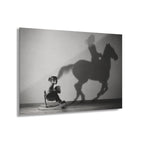 Horse Shadow Acrylic Wall Art, Black and White Childhood Photography, Imagination Print