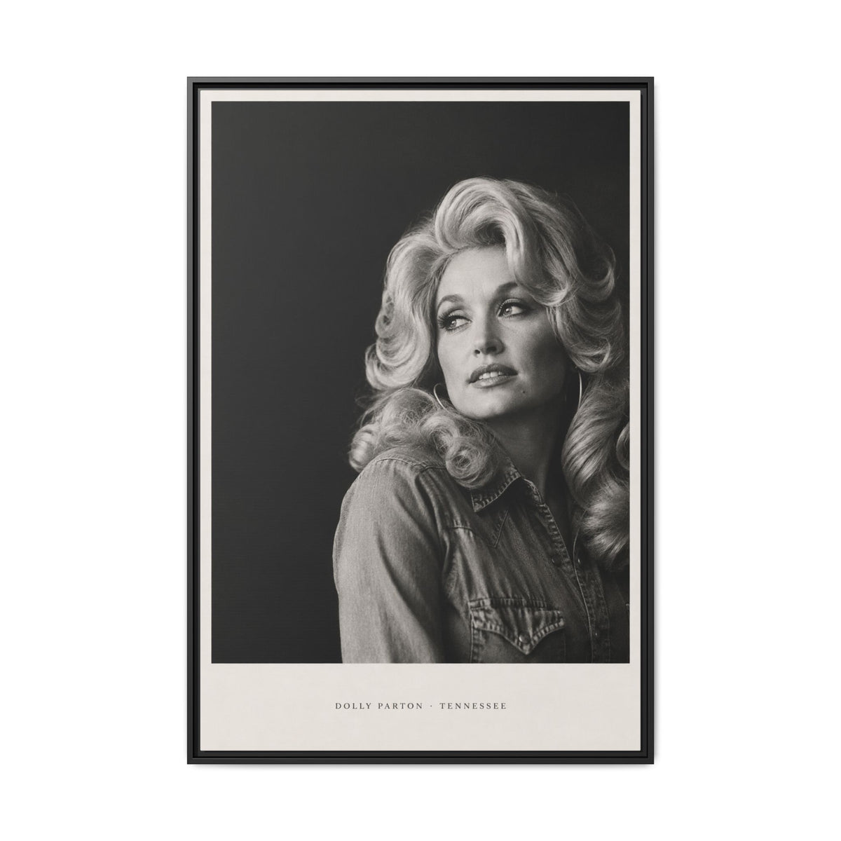Dolly Parton Wall Art, Black and White Framed Canvas, Tennessee Country Music Decor, Nashville Portrait, Dolly Parton Gift