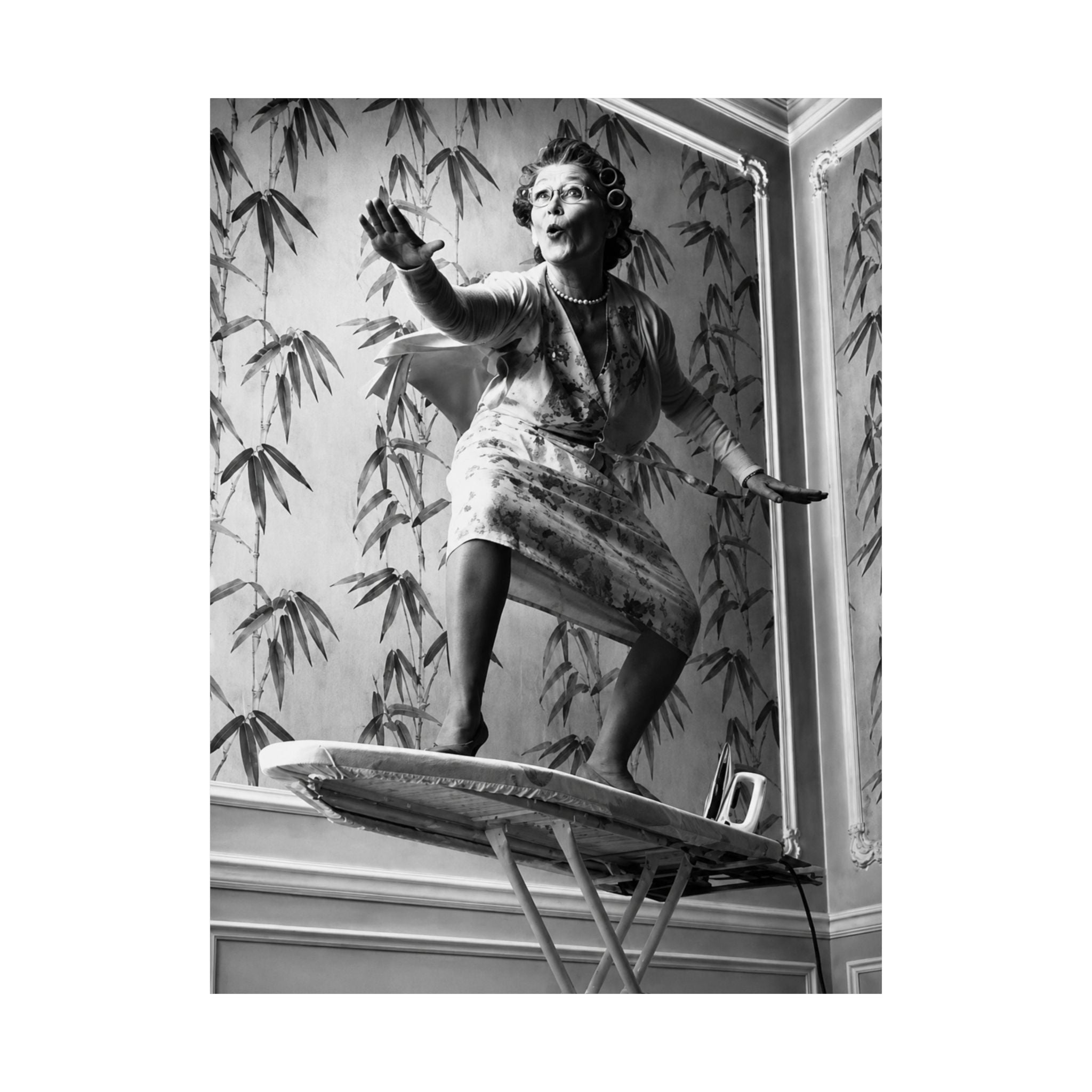 Funny Laundry Room Wall Art, Vintage Woman Black and White Poster