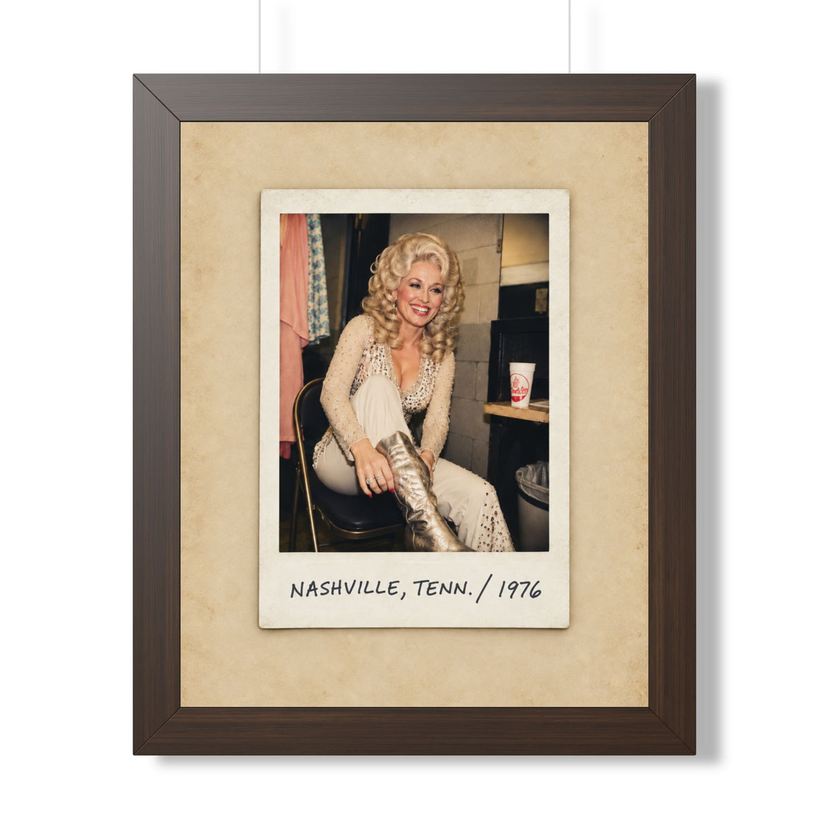 Dolly Parton Wall Art, Nashville 1976 Framed Canvas, Vintage Country Music Decor, Retro Polaroid Print, Dolly Parton Gift