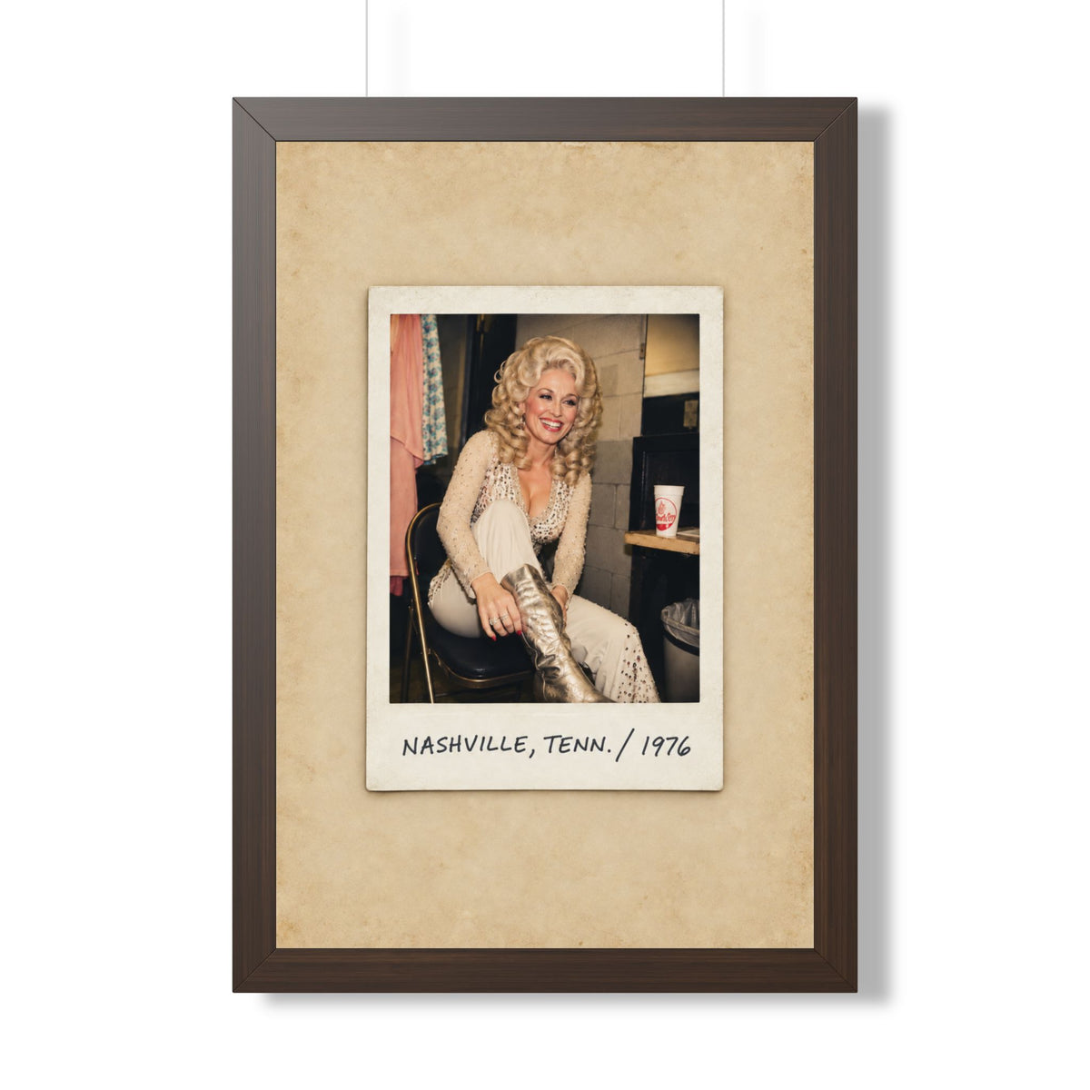 Dolly Parton Wall Art, Nashville 1976 Framed Canvas, Vintage Country Music Decor, Retro Polaroid Print, Dolly Parton Gift