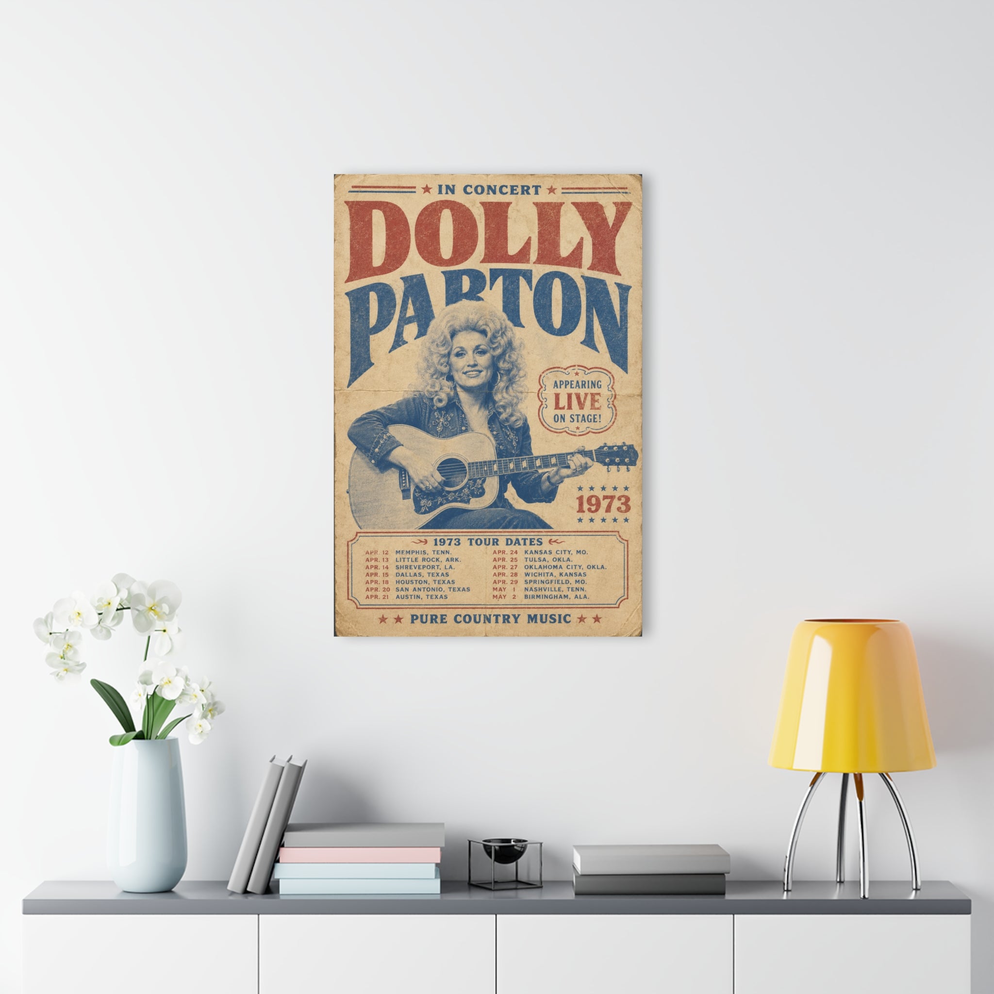 Dolly Parton LIVE ’73 Acrylic Wall Art | Vintage Country Concert Poster