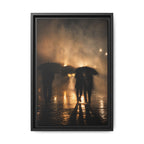 Silhouetted Couples Under Umbrellas Canvas