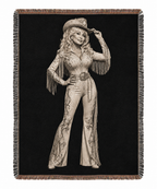 Dolly Parton Rhinestone Cowgirl Woven Blanket | Western Wall Tapestry Throw