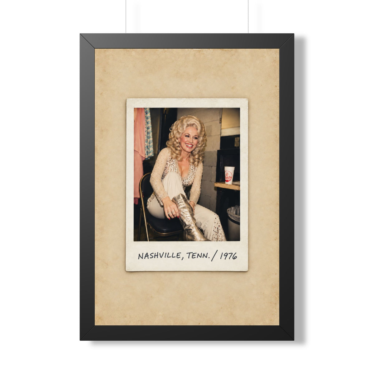 Dolly Parton Wall Art, Nashville 1976 Framed Canvas, Vintage Country Music Decor, Retro Polaroid Print, Dolly Parton Gift