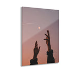 Moon Wall Art, Surreal Hands Acrylic Print, Celestial Decor