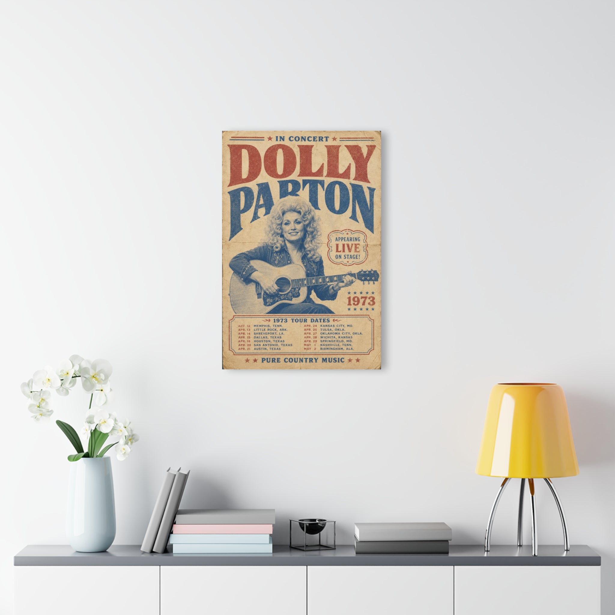 Dolly Parton LIVE ’73 Acrylic Wall Art | Vintage Country Concert Poster