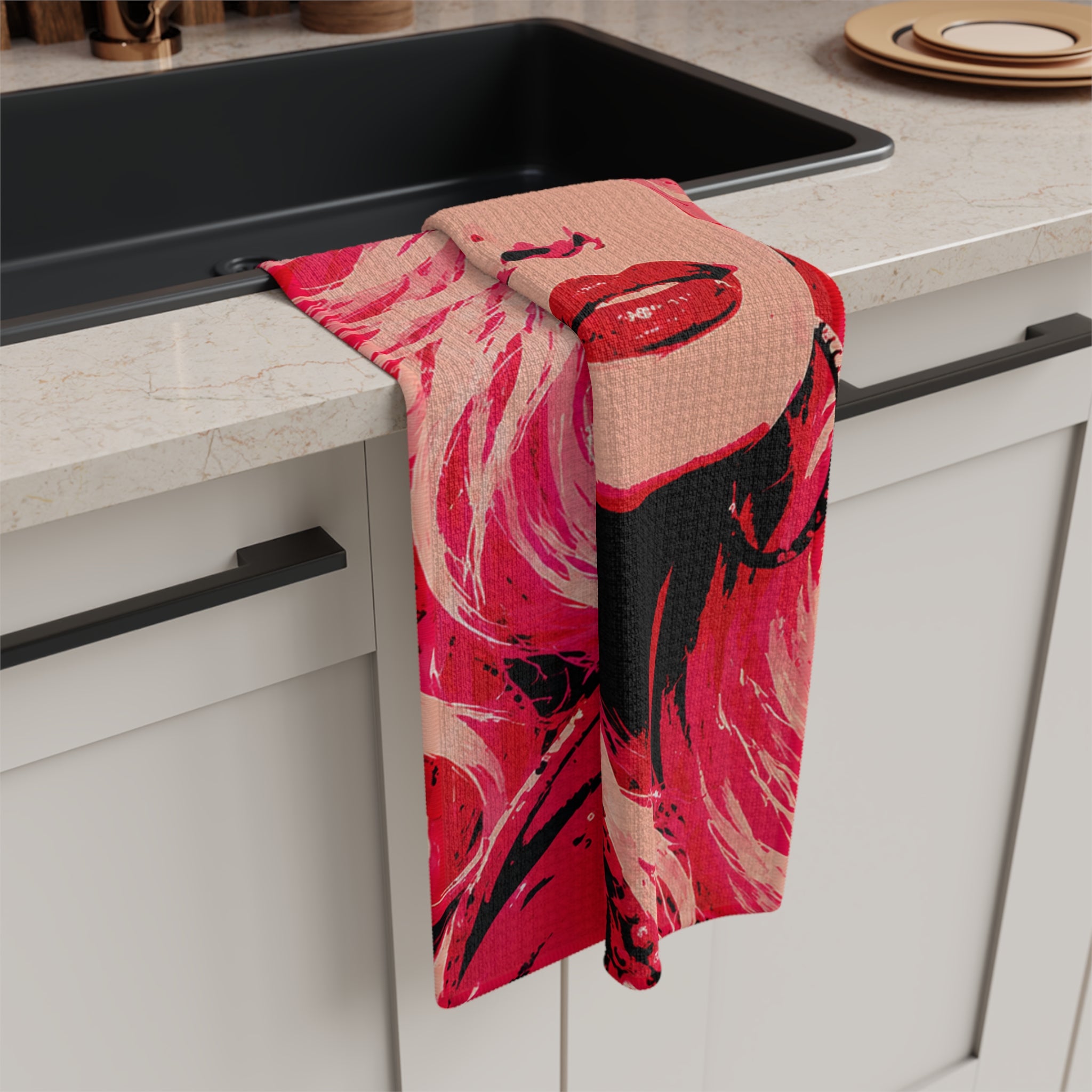 Dolly Parton HOT PINK Tea Towel | Glam Pop Art Kitchen Towel