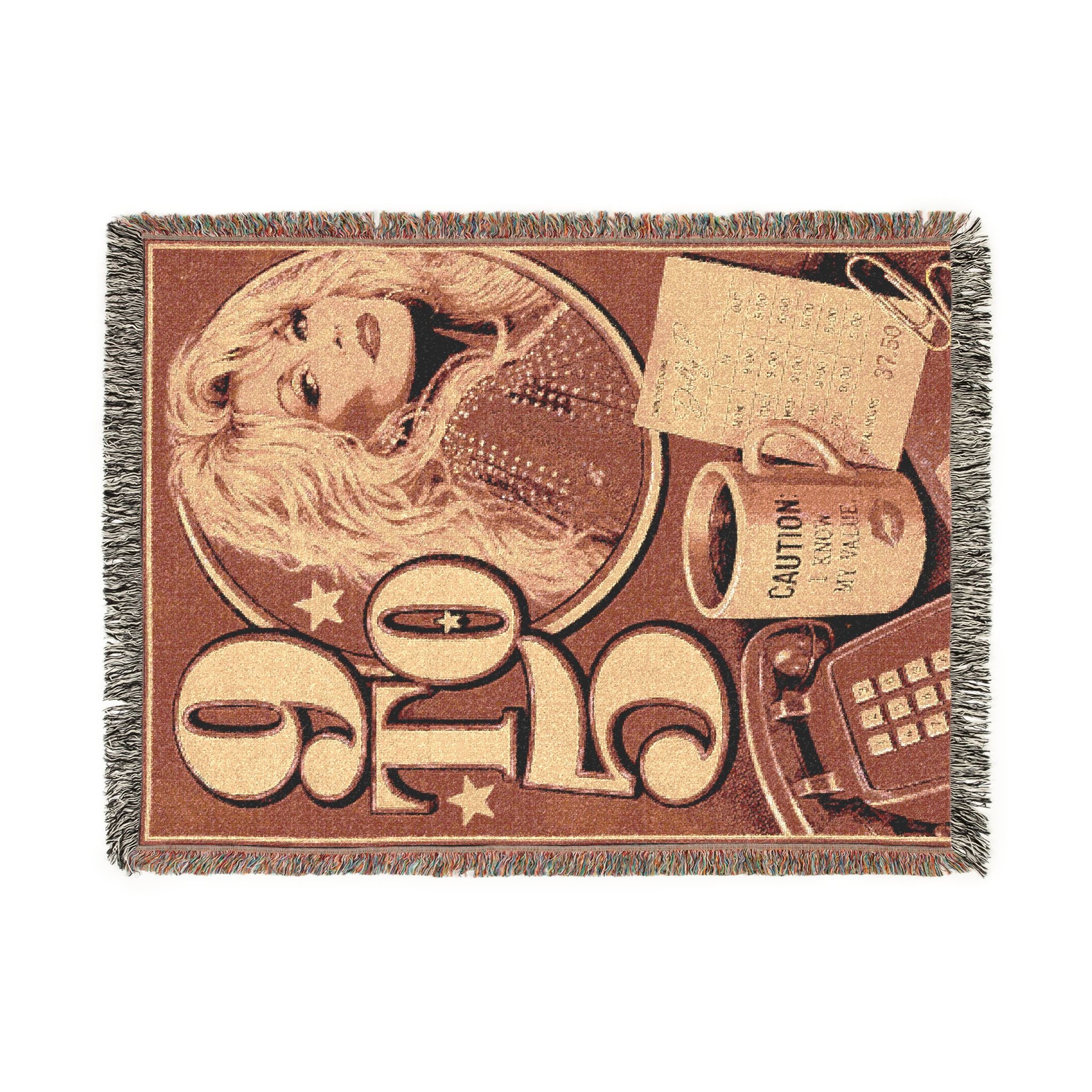 Dolly Parton COFFEE BREAK Woven Blanket | Retro 70s Cotton Tapestry Throw