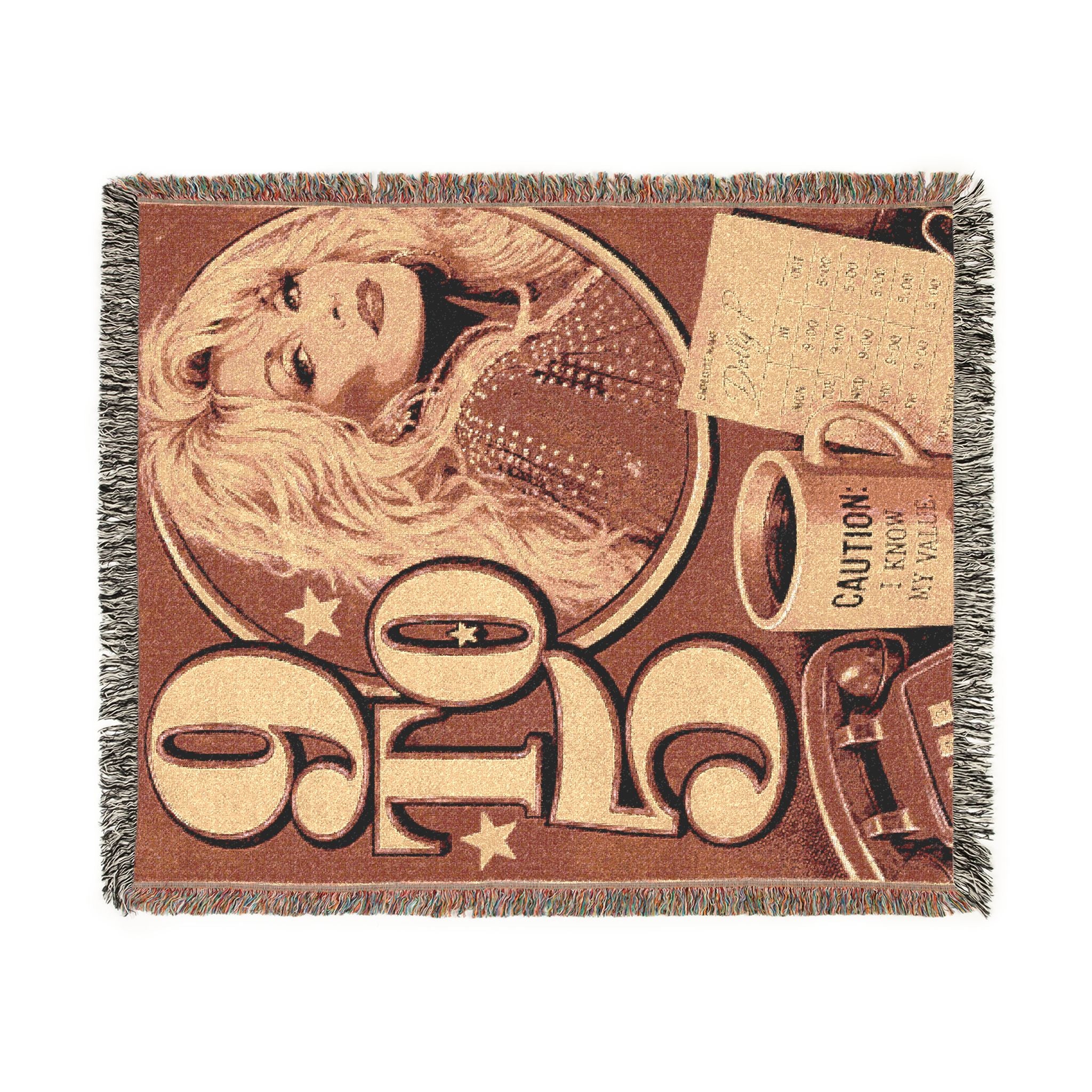 Dolly Parton COFFEE BREAK Woven Blanket | Retro 70s Cotton Tapestry Throw