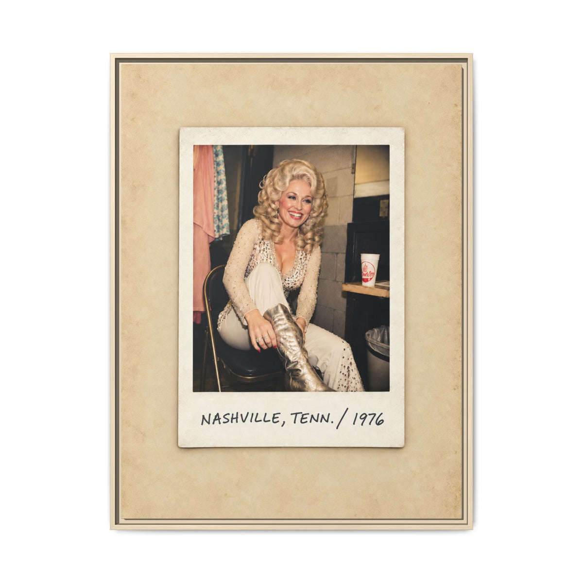 Dolly Parton Wall Art, Nashville 1976 Framed Canvas, Vintage Country Music Decor, Retro Polaroid Print, Dolly Parton Gift