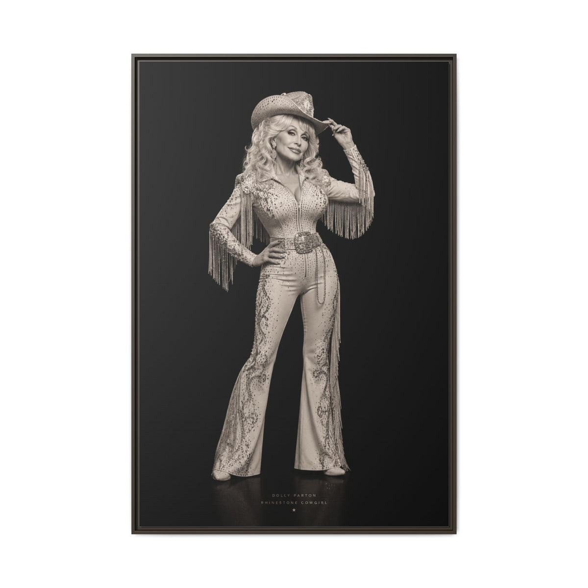 Dolly Parton Wall Art, Rhinestone Cowgirl Framed Canvas, Country Music Decor, Nashville Western Glam Art, Dolly Parton Gift