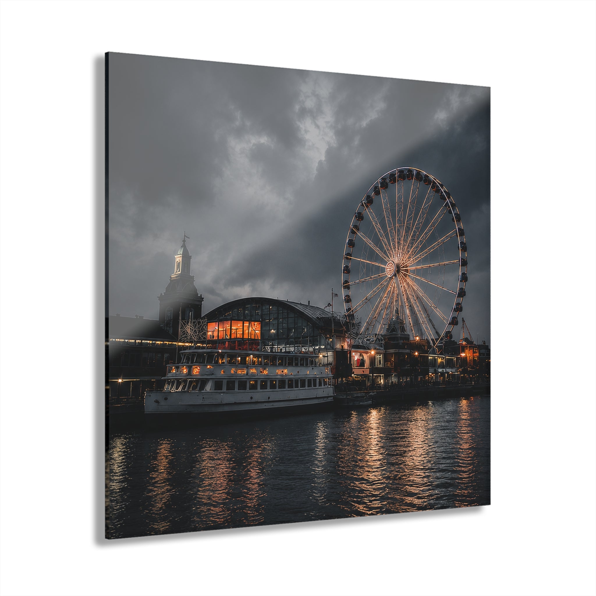 Chicago No. 3 | 4-Piece Urban Night Acrylic Wall Art Set