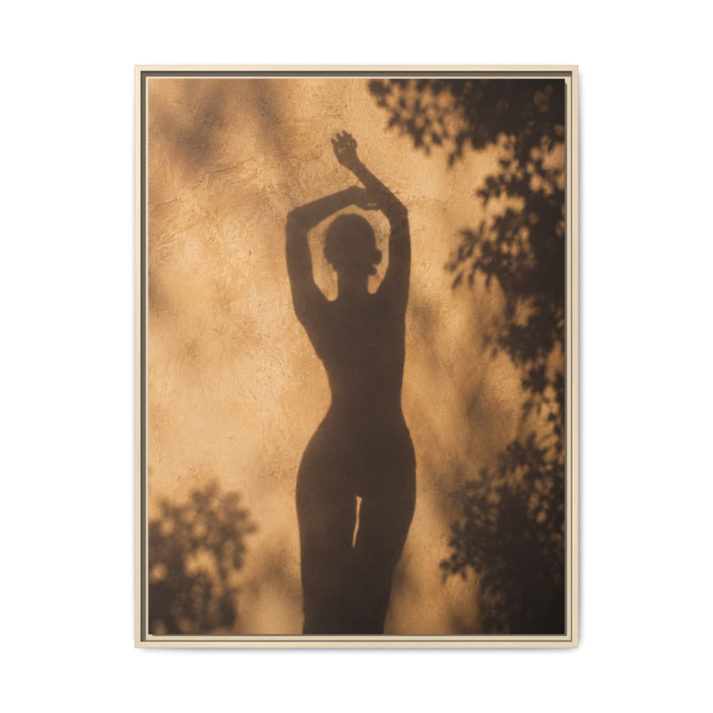 Silhouette Woman Shadow Art Matte Canvas Framed | Nude Figure Wall Decor