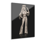 Dolly Parton Rhinestone Cowgirl Acrylic Wall Art | Black & White Western Portrait