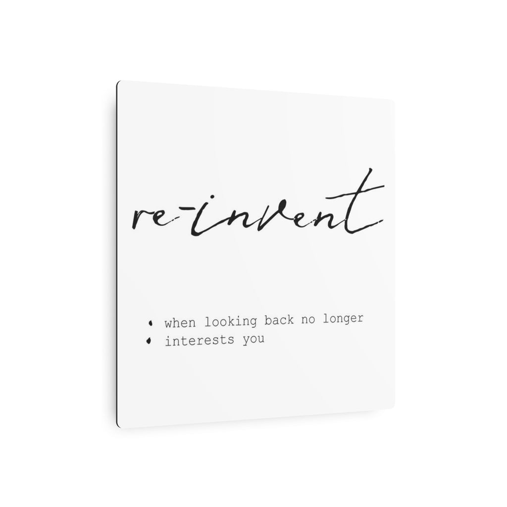 Reinvent Metal Wall Sign, Minimalist Quote Decor, Modern Motivational Wall Art