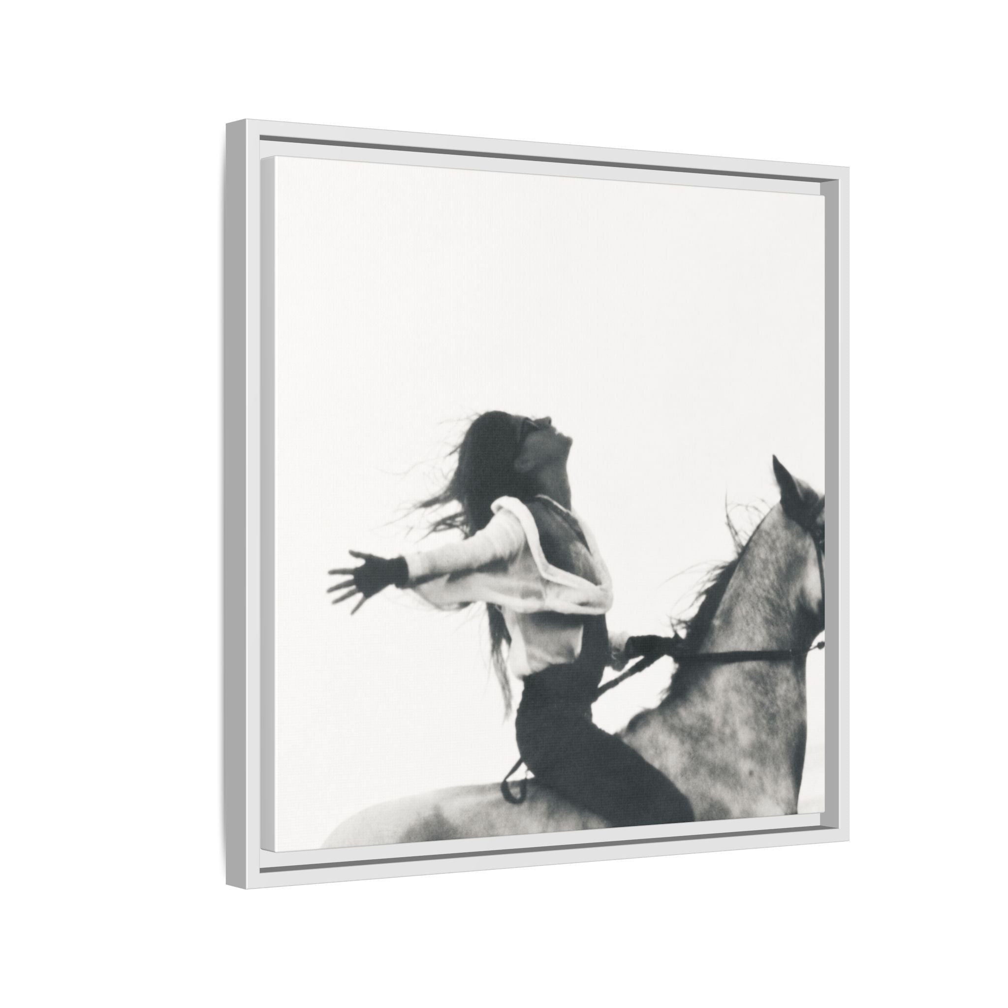 Horse Rider Framed Canvas, Black and White Equestrian Wall Art, Freedom Photography