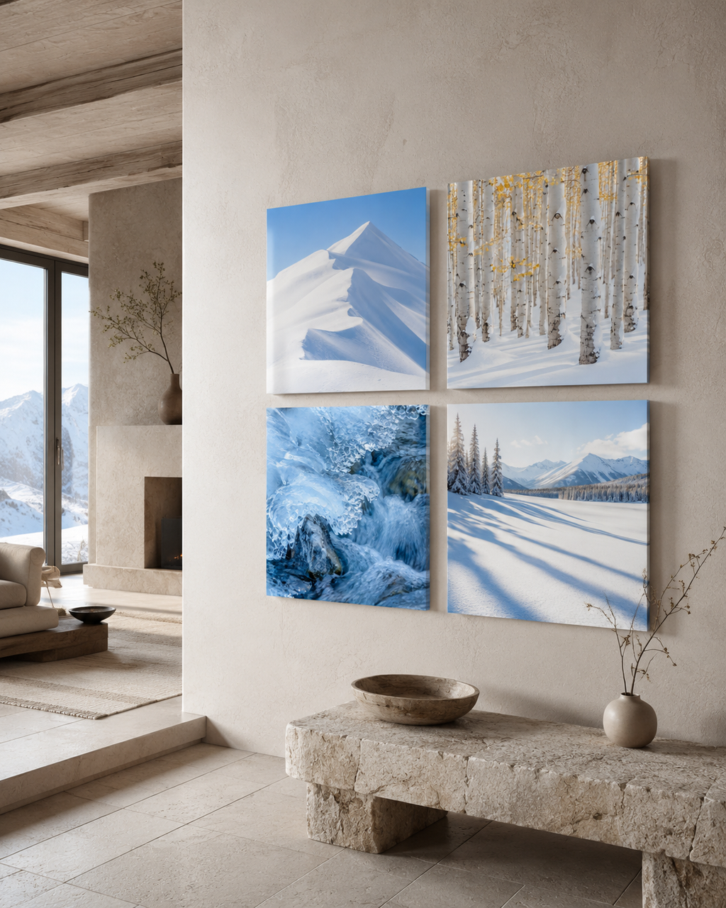 ASPEN | 4-Piece Acrylic Winter Wall Art Set