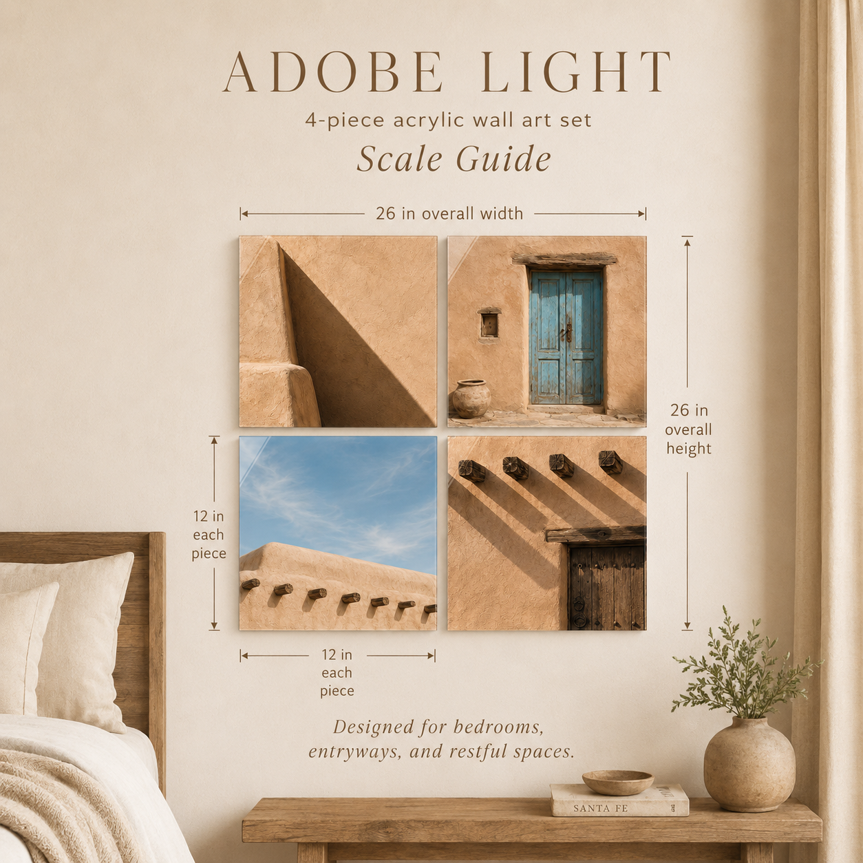 ADOBE LIGHT | 4-Piece Southwest Acrylic Wall Art Set