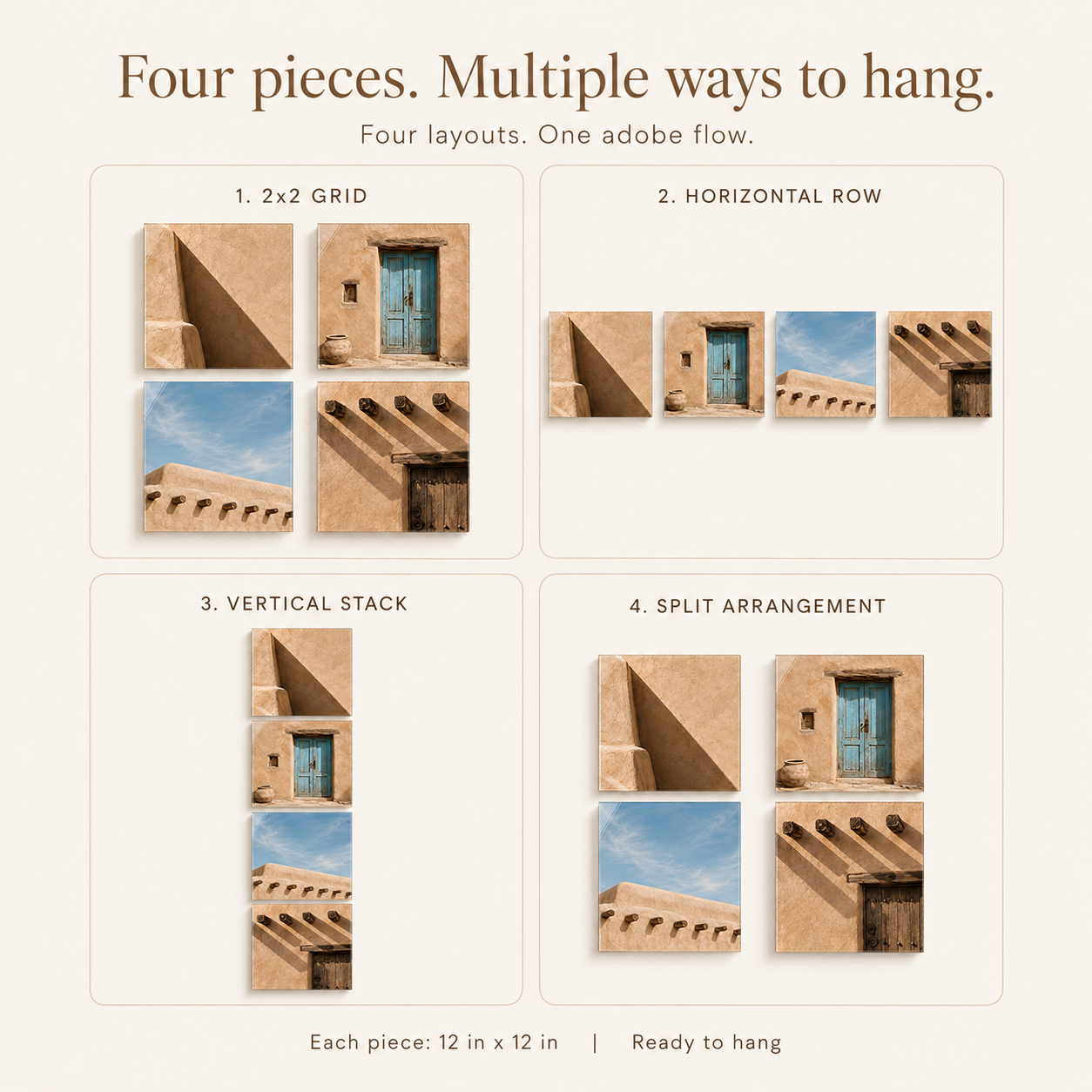 ADOBE LIGHT | 4-Piece Southwest Acrylic Wall Art Set
