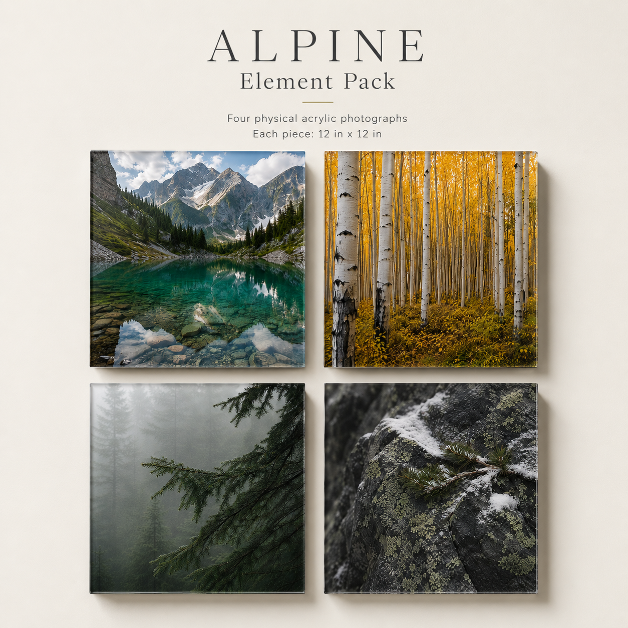 ALPINE | 4-Piece Mountain Acrylic Wall Art Set