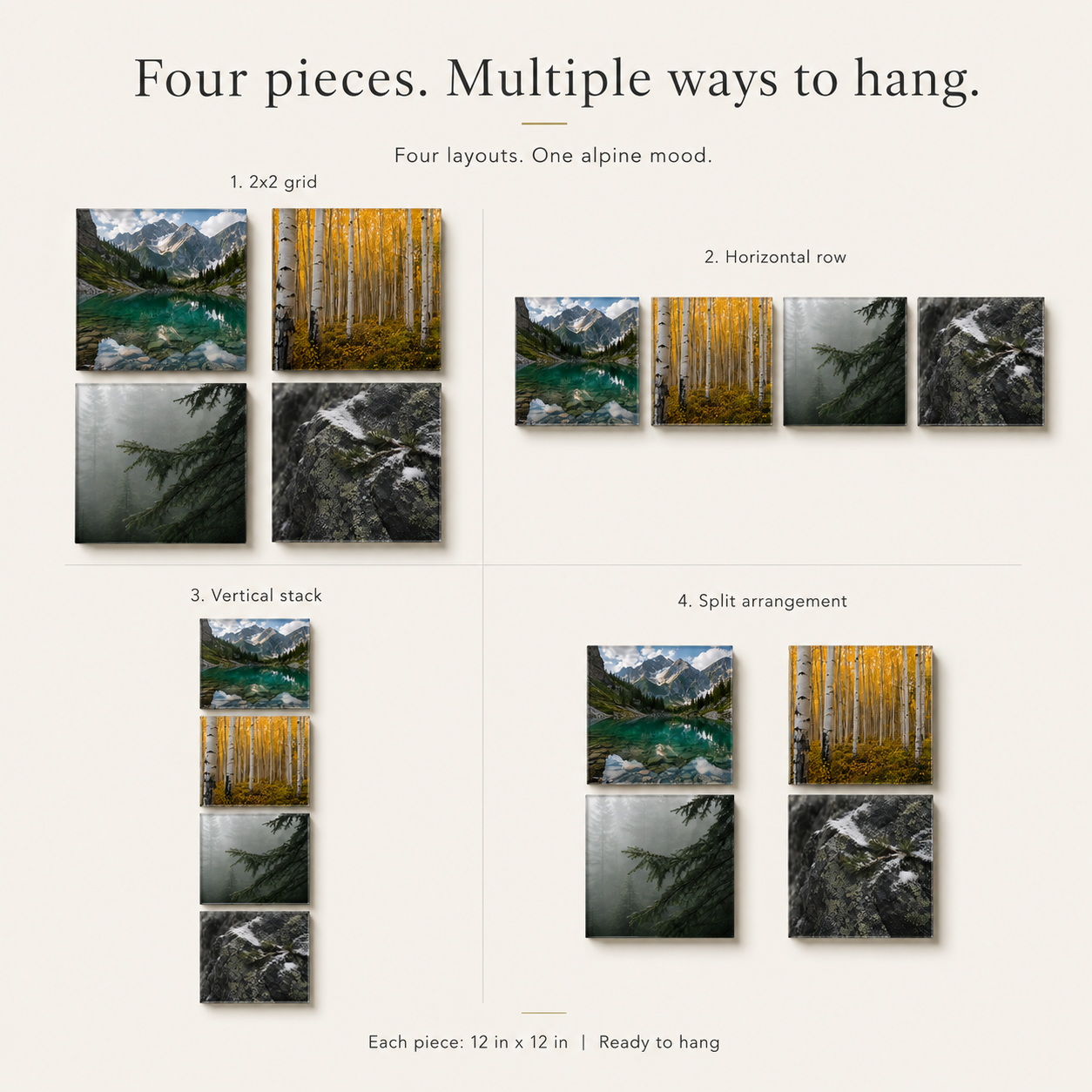 ALPINE | 4-Piece Mountain Acrylic Wall Art Set