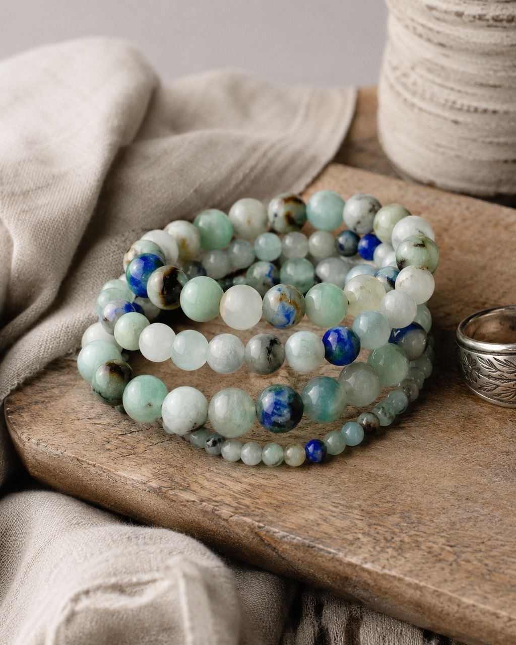 Azurite Round Bead Bracelet  8mm - Inner Awareness