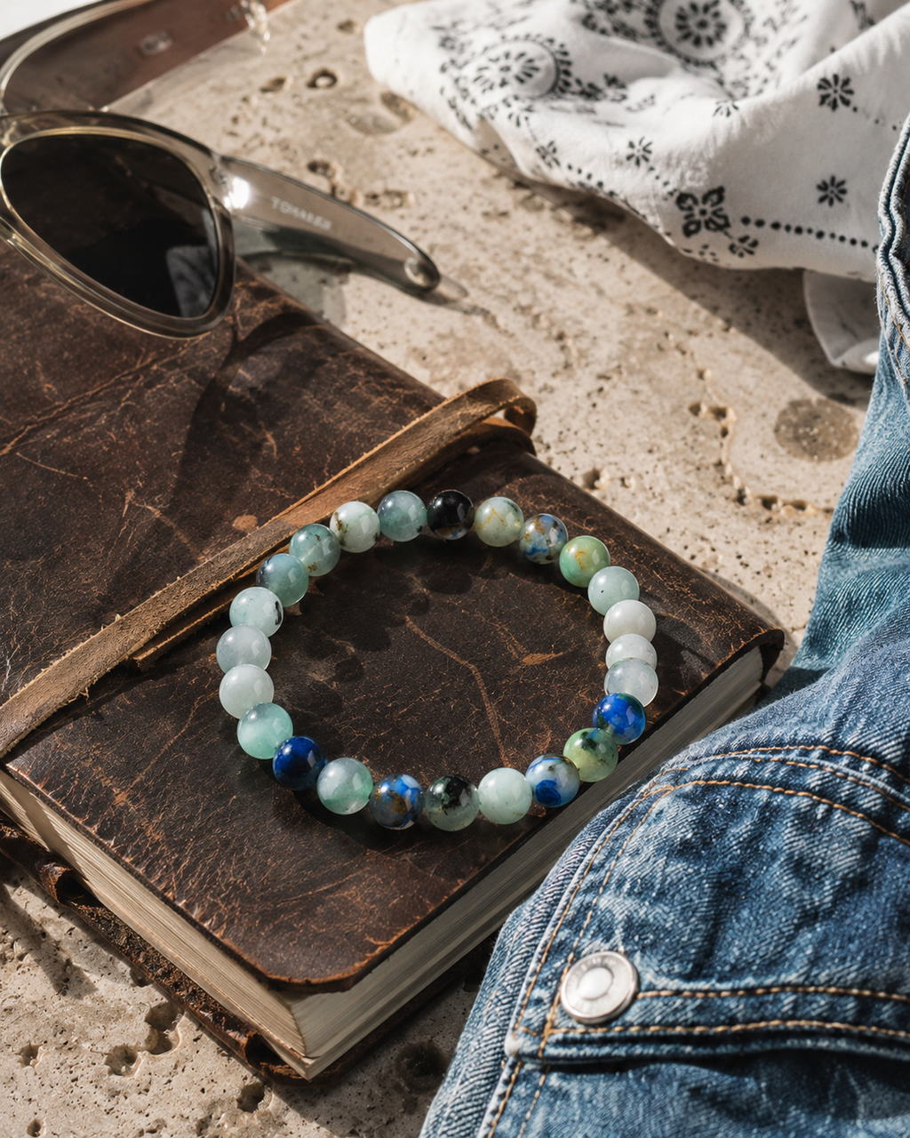 Azurite Round Bead Bracelet  8mm - Inner Awareness