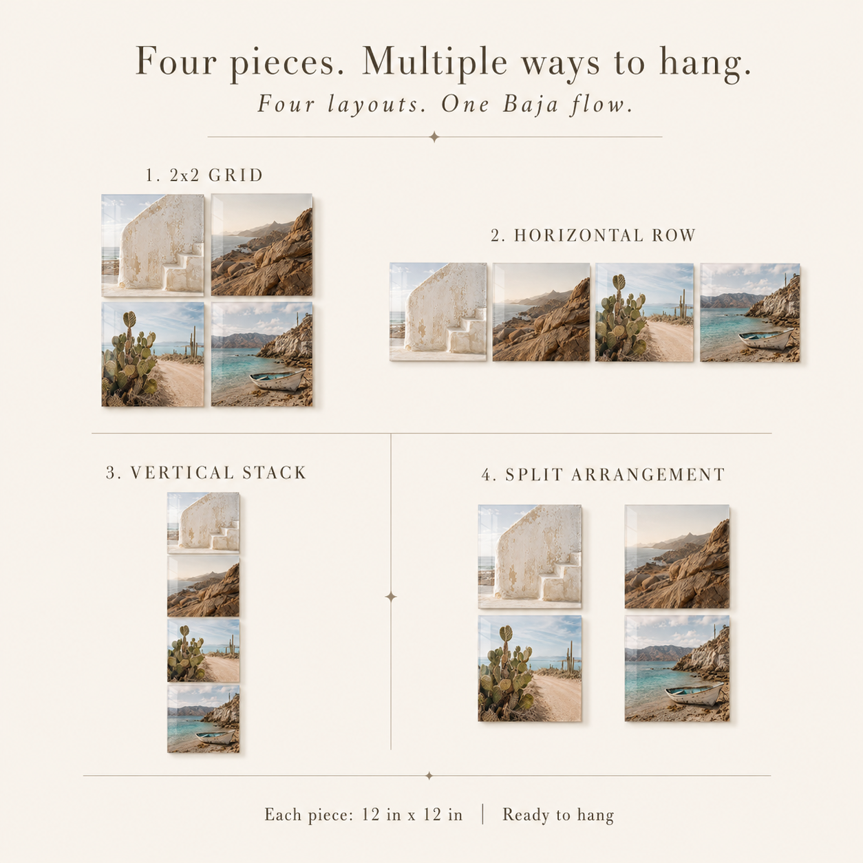 BAJA | 4-Piece Coastal Desert Acrylic Wall Art Set