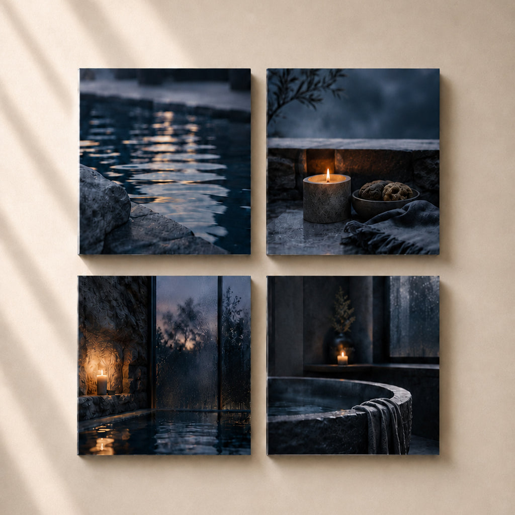 BLUE HOUR | 4-Piece Acrylic Moody Spa Wall Art Set