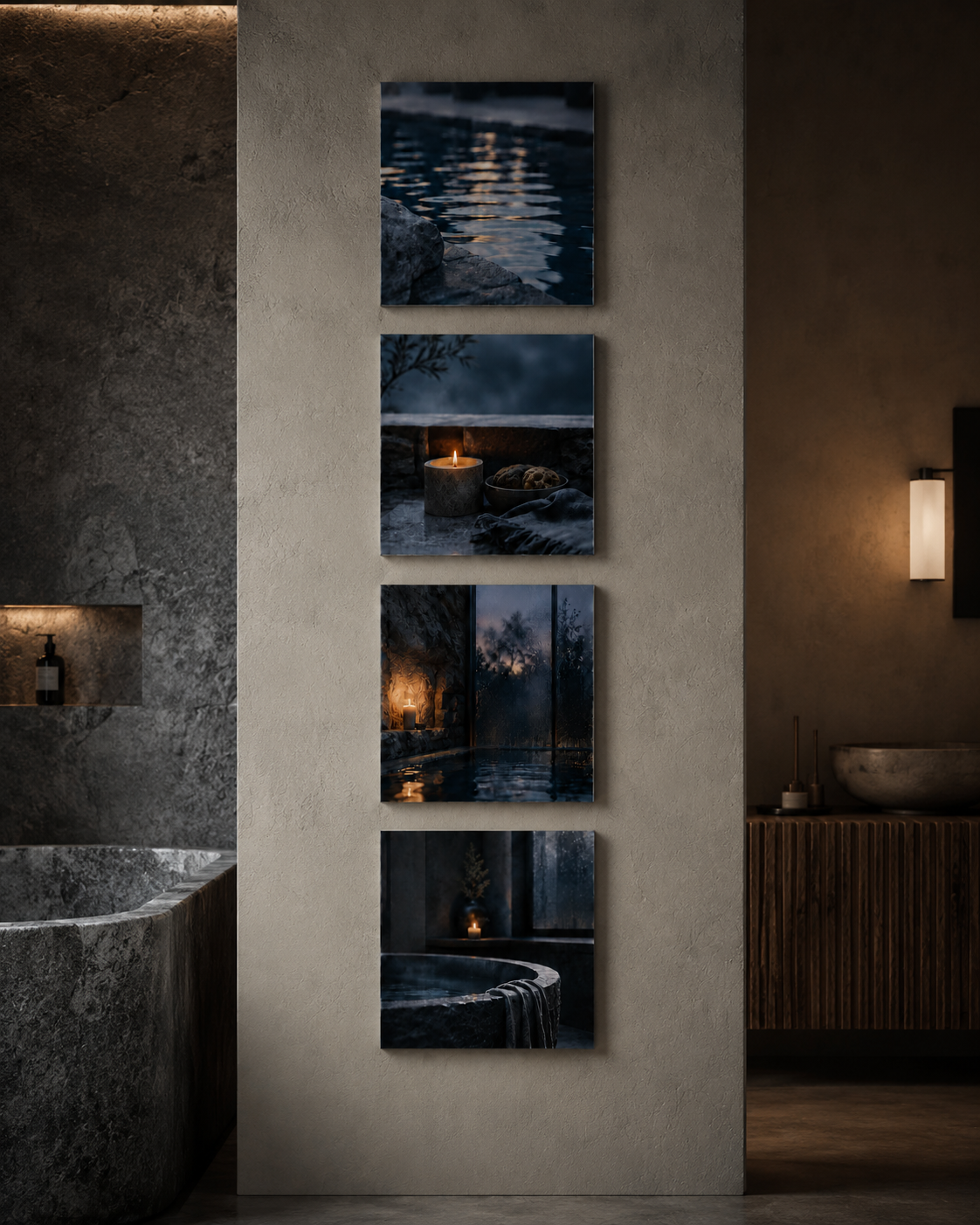 BLUE HOUR | 4-Piece Acrylic Moody Spa Wall Art Set