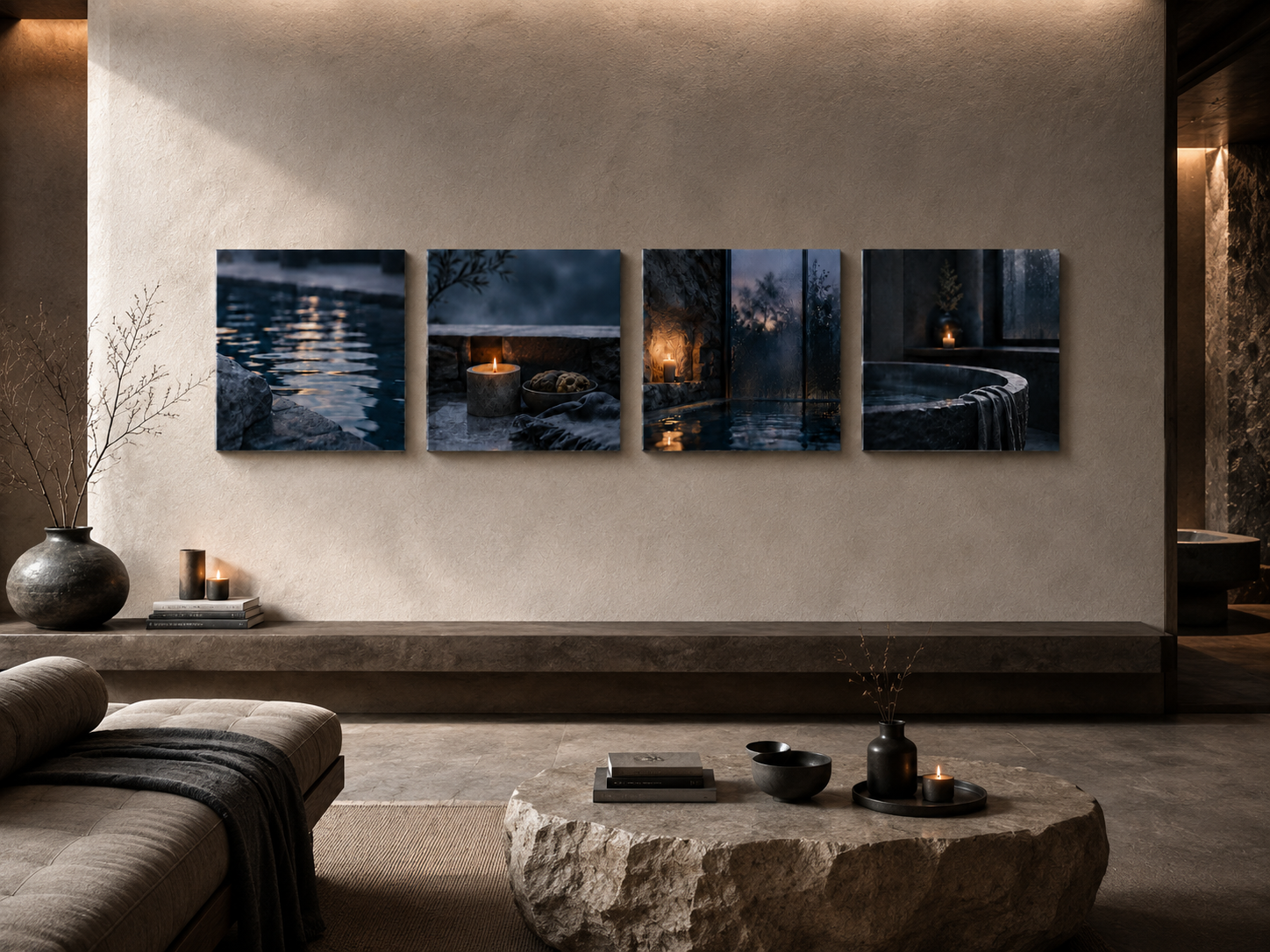 BLUE HOUR | 4-Piece Acrylic Moody Spa Wall Art Set