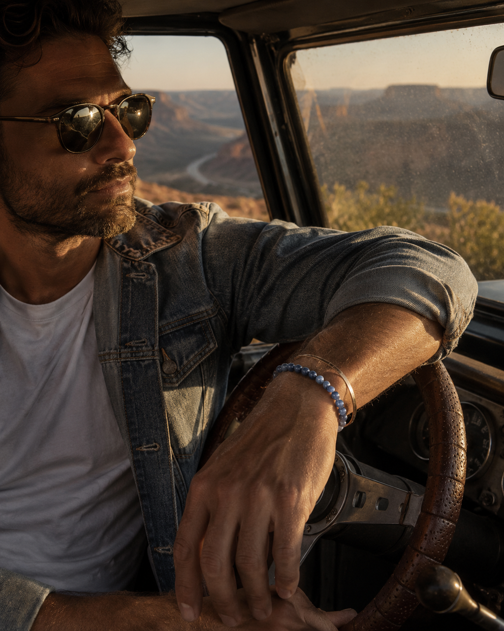Blue Kyanite Round Bead Bracelet - Aligned Communication
