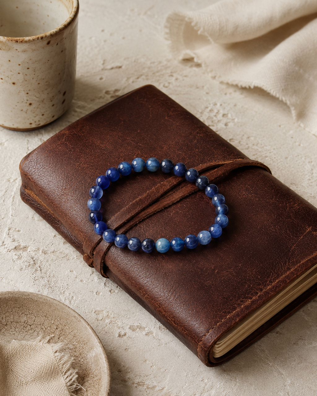 Blue Kyanite Round Bead Bracelet - Aligned Communication