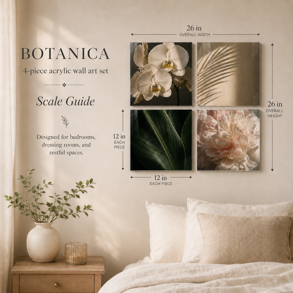 BOTANICA | 4-Piece Acrylic Floral Wall Art Set