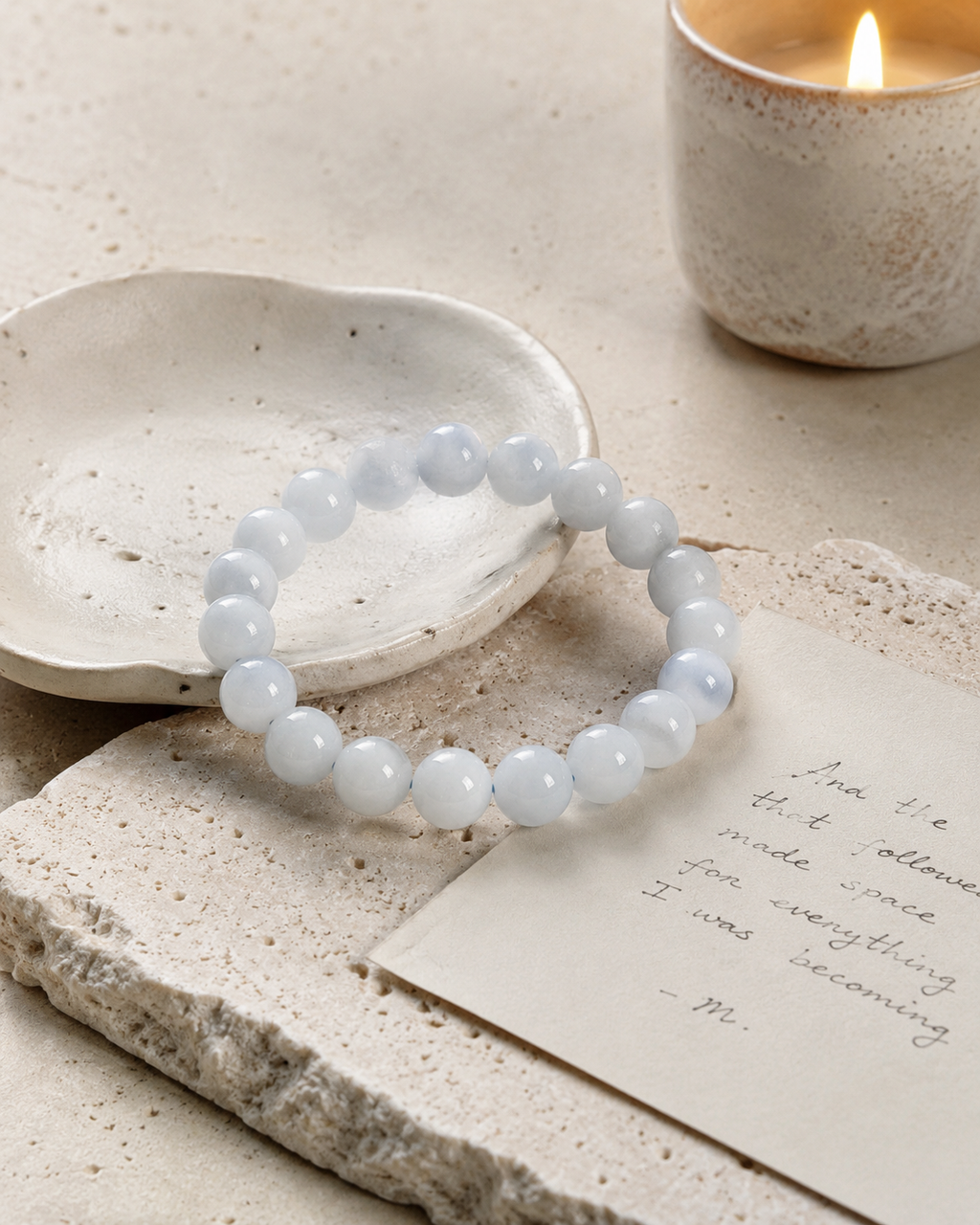 Celestite Round Bead Bracelet 8mm - Angelic Peace