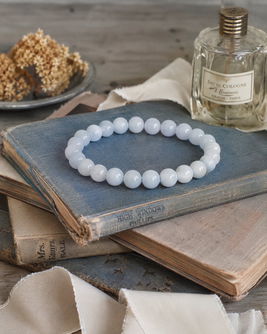 Celestite Round Bead Bracelet 8mm - Angelic Peace