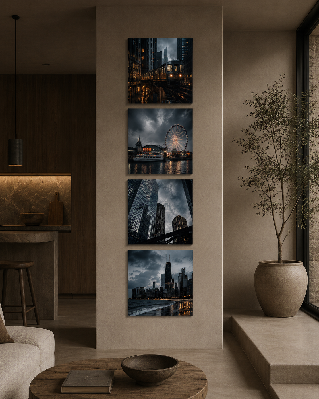Chicago | 4-Piece Urban Night Acrylic Wall Art Set
