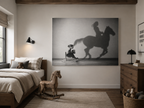 Horse Shadow Acrylic Wall Art, Black and White Childhood Photography, Imagination Print