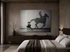 Horse Shadow Acrylic Wall Art, Black and White Childhood Photography, Imagination Print