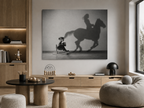 Horse Shadow Acrylic Wall Art, Black and White Childhood Photography, Imagination Print