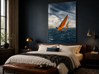 Sailboat Acrylic Wall Art, Dramatic Ocean Racing Photograph