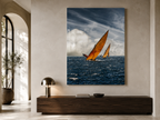Sailboat Acrylic Wall Art, Dramatic Ocean Racing Photograph