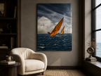 Sailboat Acrylic Wall Art, Dramatic Ocean Racing Photograph